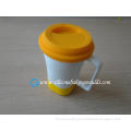 Double Wall Ceramic Mug With Silicone Lid And Holder , Custom Silicone Products